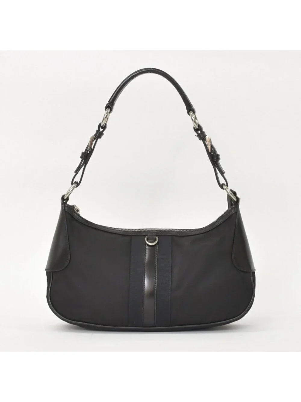 Prada Bag Triangle Logo Nylon Black Silver